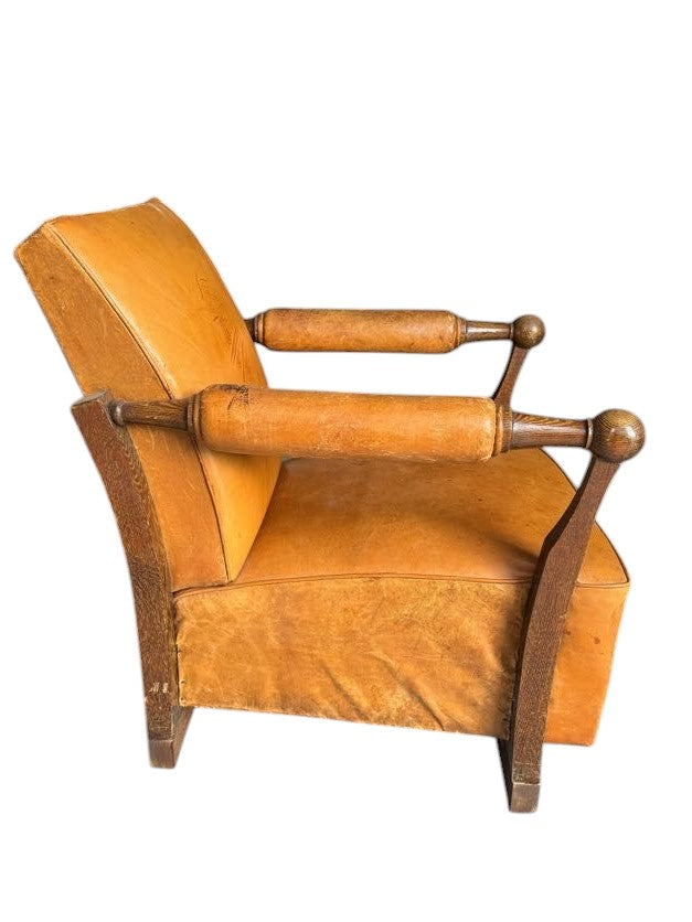 French 1930's Leather Arm Chair