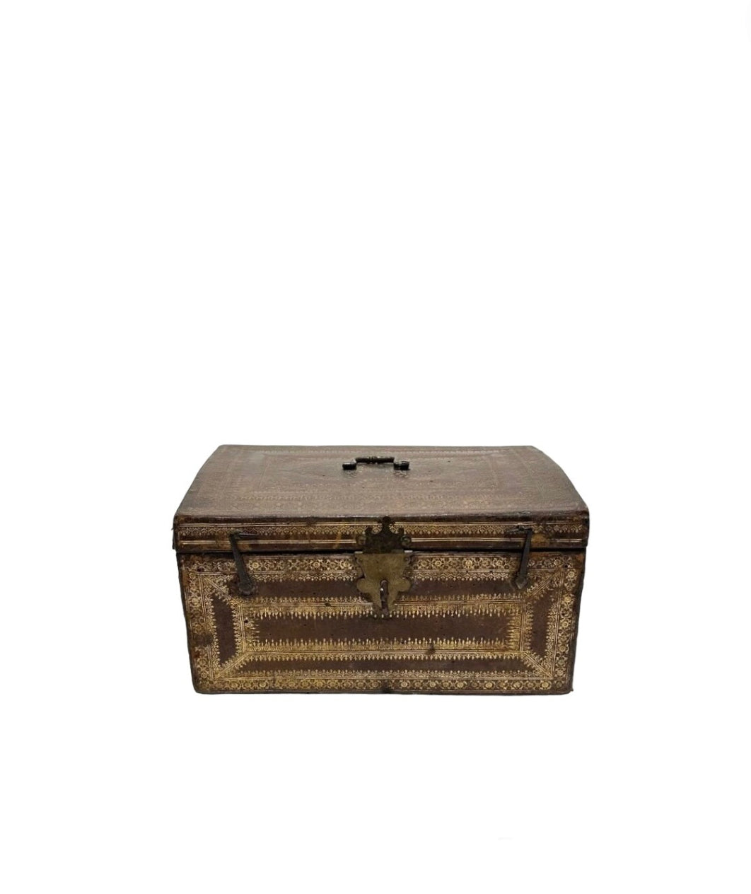 Large 19th Century Leather Box with Gilt Design