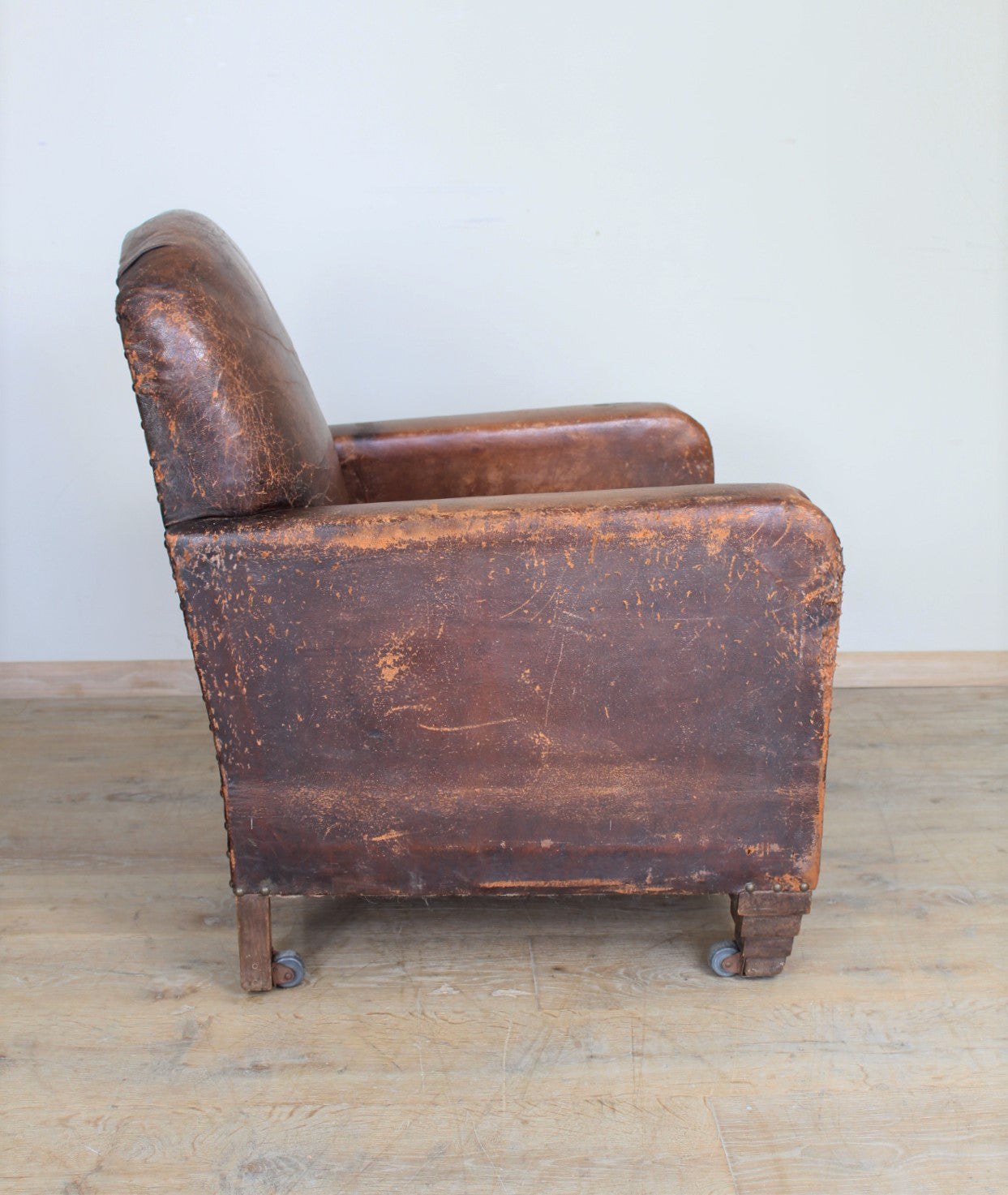 Single French 1940's Leather Club Chair