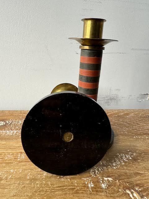 A Pair of 1930's Deco Brass and Bakelite Candlesticks