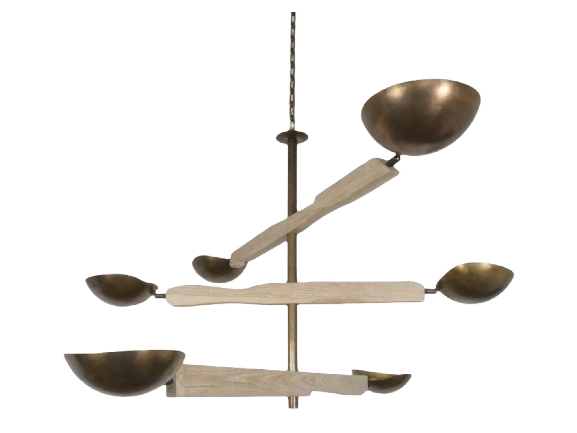 Lucca Studio Channing Chandelier with  Wood and Brass Element.