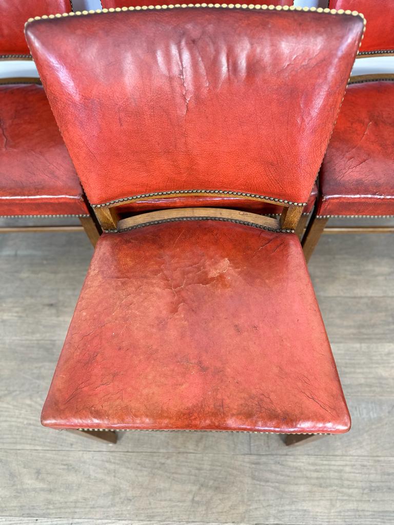 Early Set of (4) Fritz Hansen Vintage Leather Dining Chairs