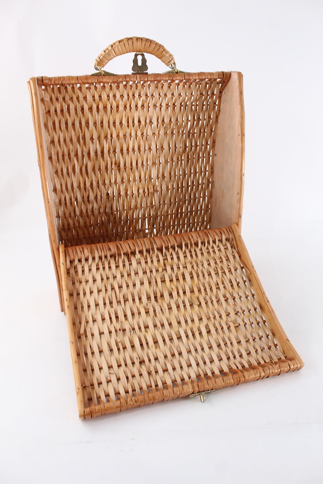 Unusual French Vintage Rattan (3) Wine Bottle Carrier