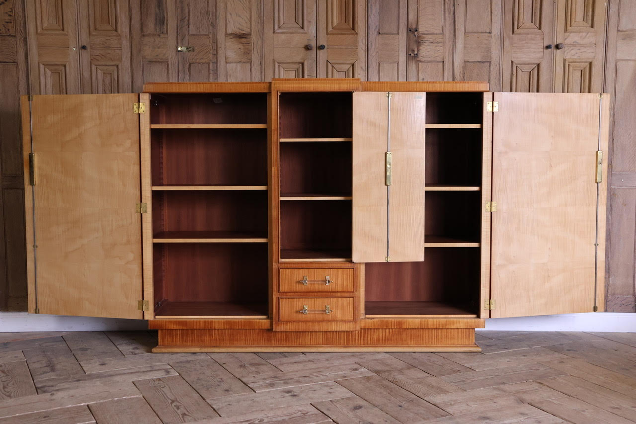 Signed Original Jules Leleu Sycamore Cabinet/ Bookcase