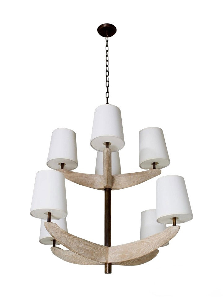 Lucca Studio Bancroft Oak and Brass Chandelier