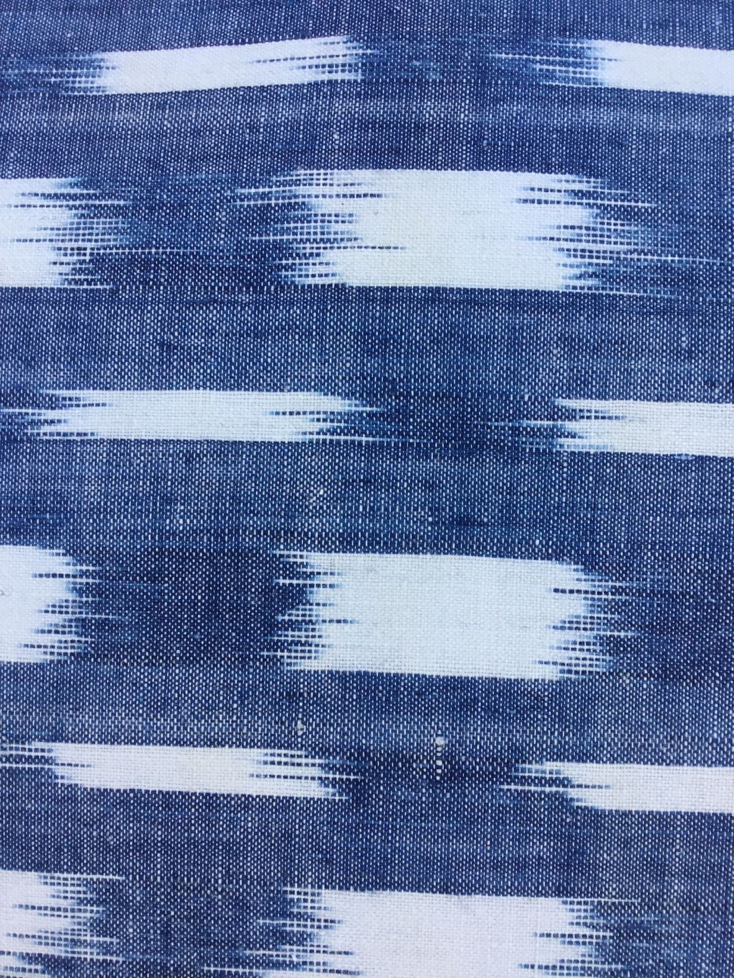 Rare 18th French Indigo Flamme Ikat Textile Pillow