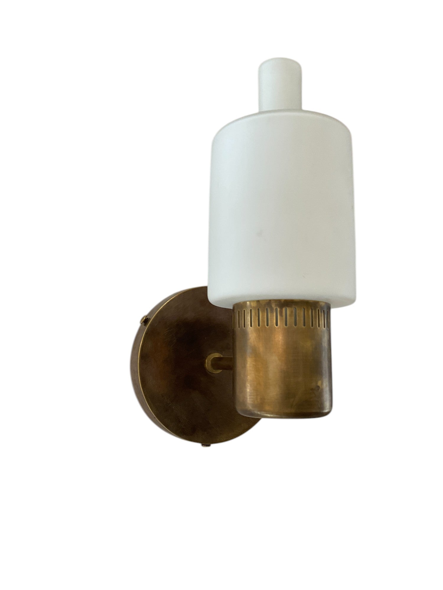 Pair of Fog & Morup Brass and Opaline Shade Sconces