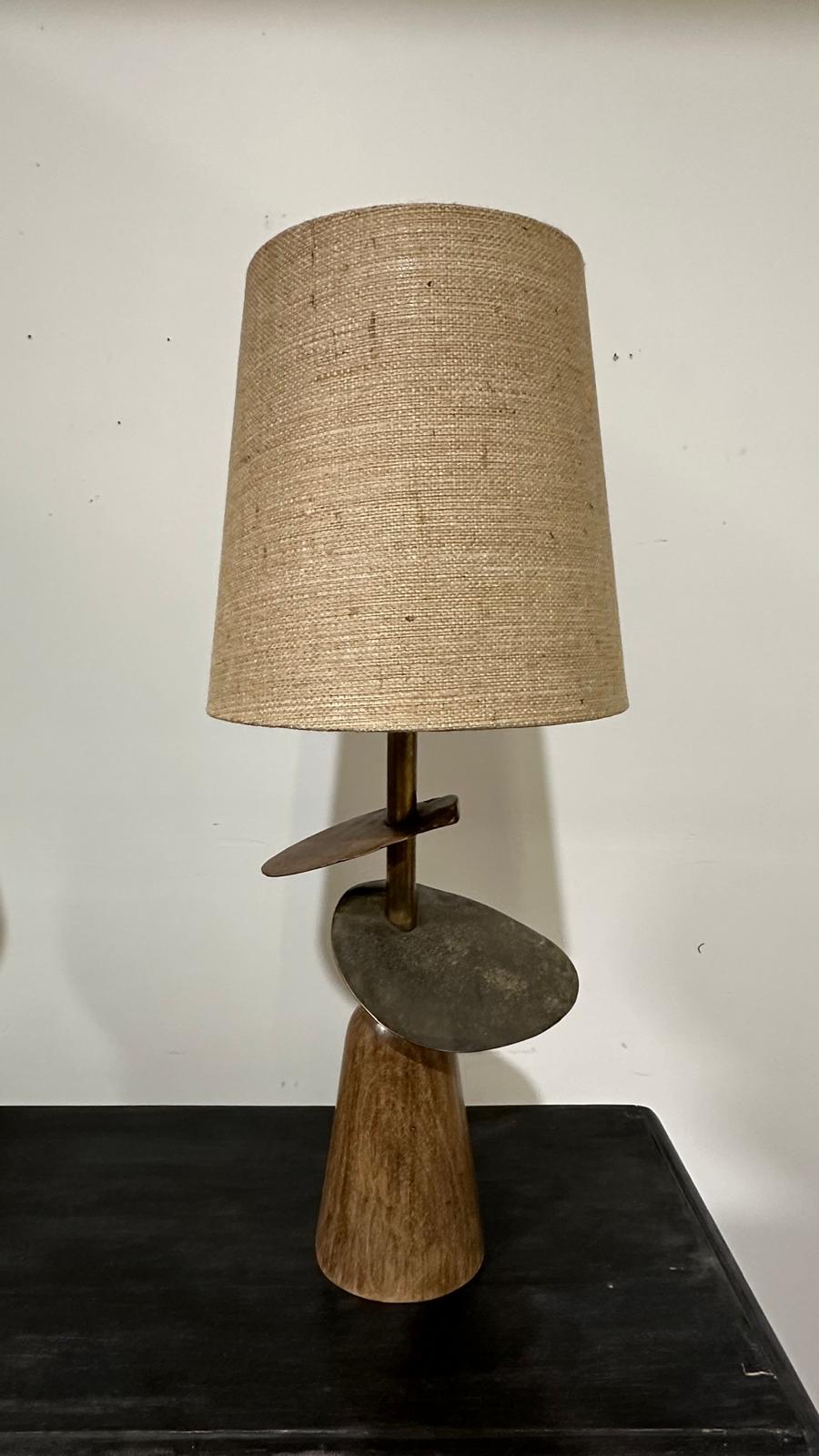 Lucca Studio Callisto Bronze and Wood Lamps