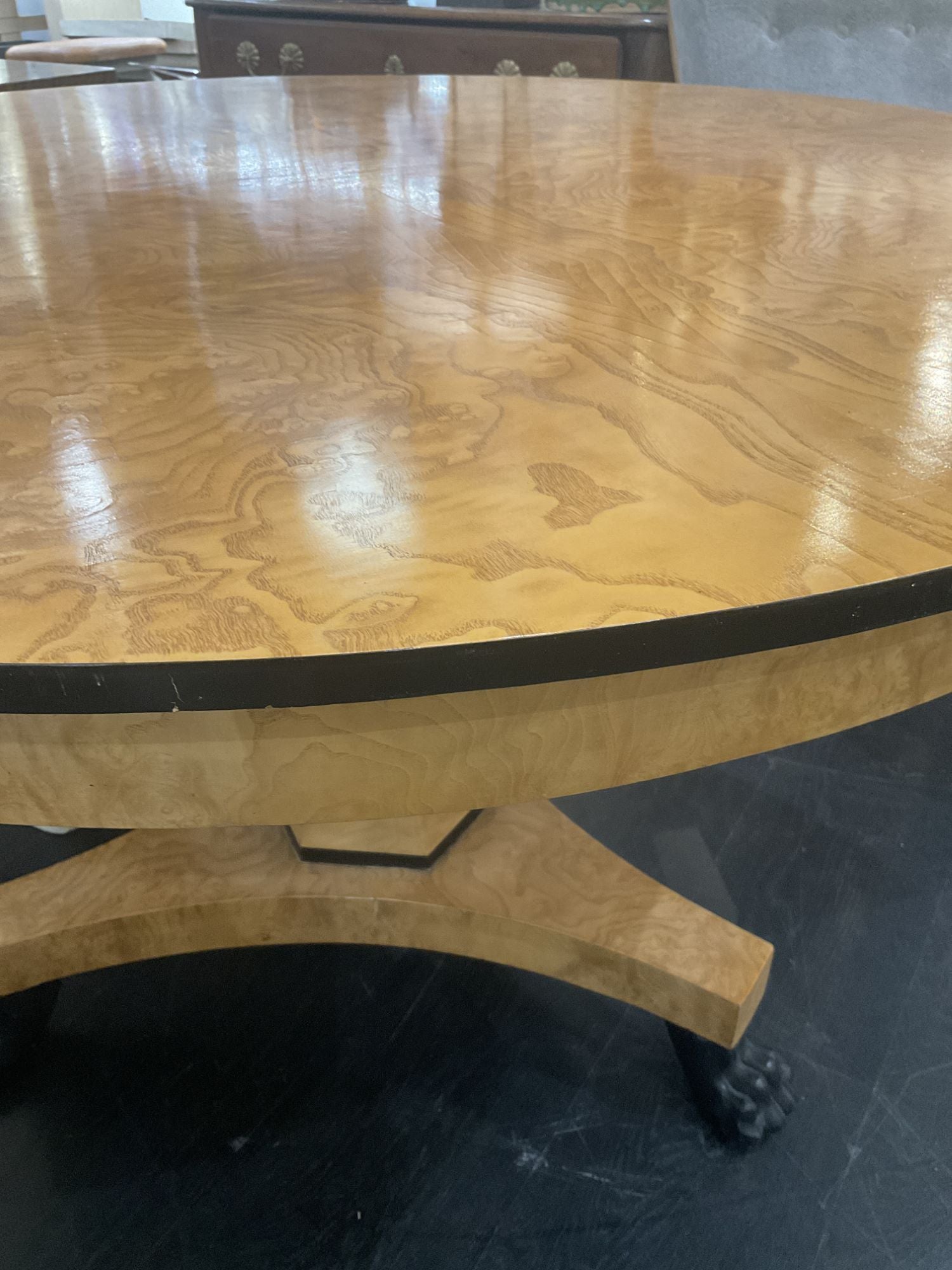 Swedish Biedermier Birch Burl Wood Table