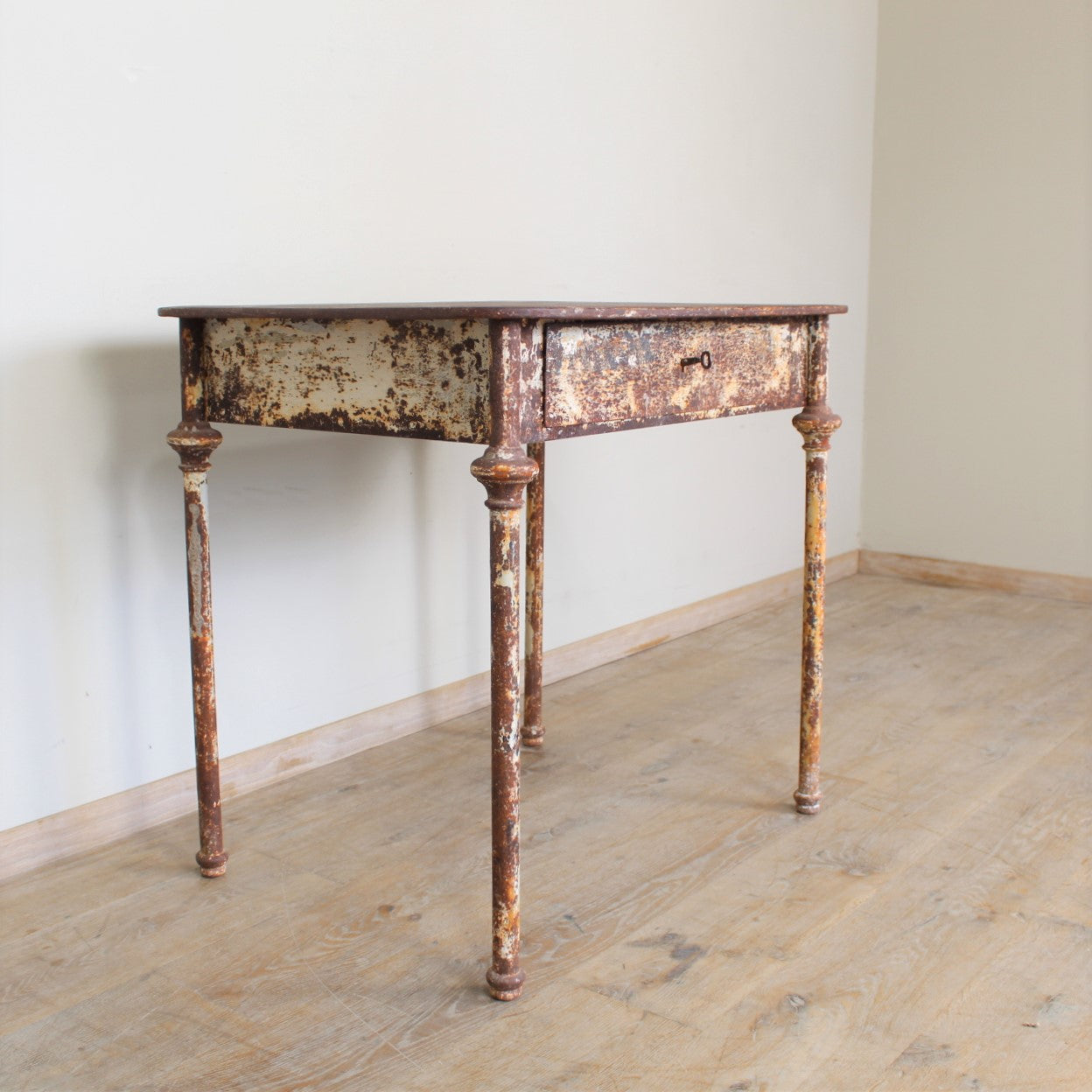 19th Century French Iron Table With Drawer