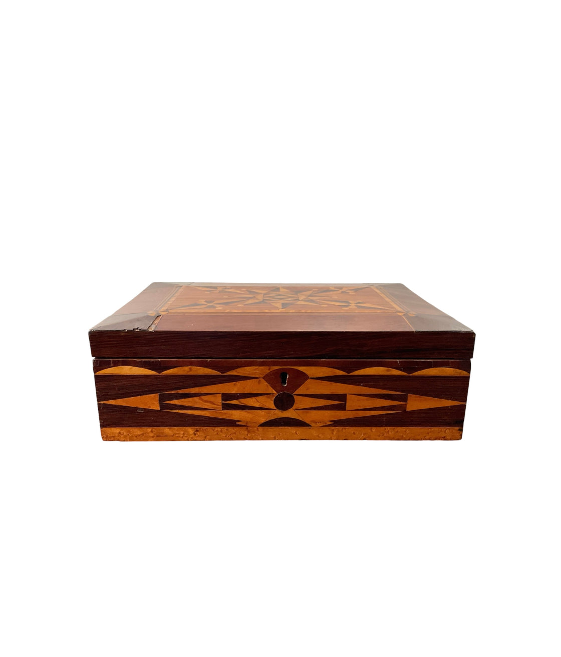 Large English 19th Century Inlaid Wood Box