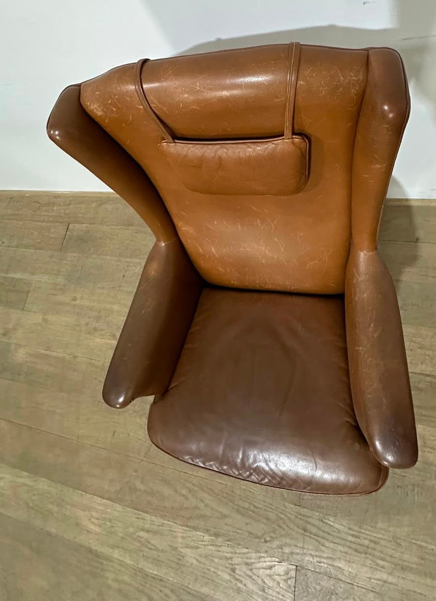 Single Danish Mid Century Leather Chair