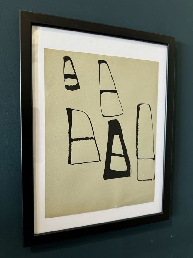 Mid Century French Ink Wall Art by Michel Berard