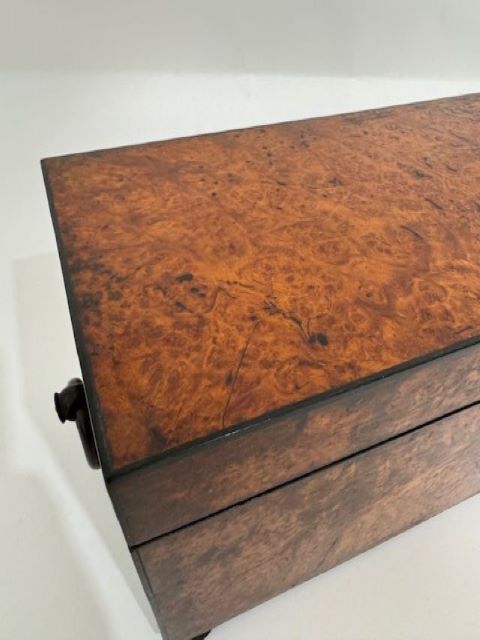 English 19th Century Burl Walnut Tea Caddy