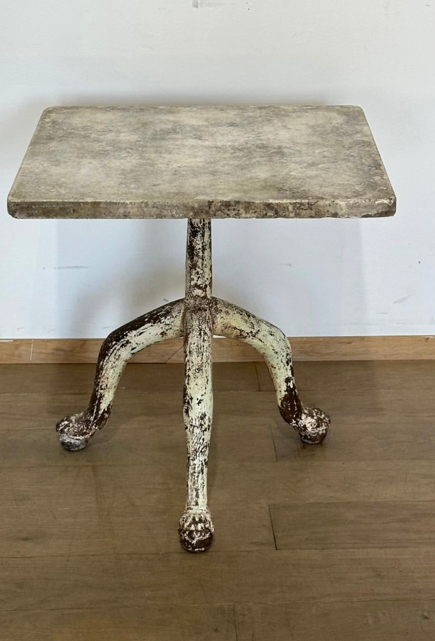 19th Century Swedish Iron Base and Marble Top Side Table