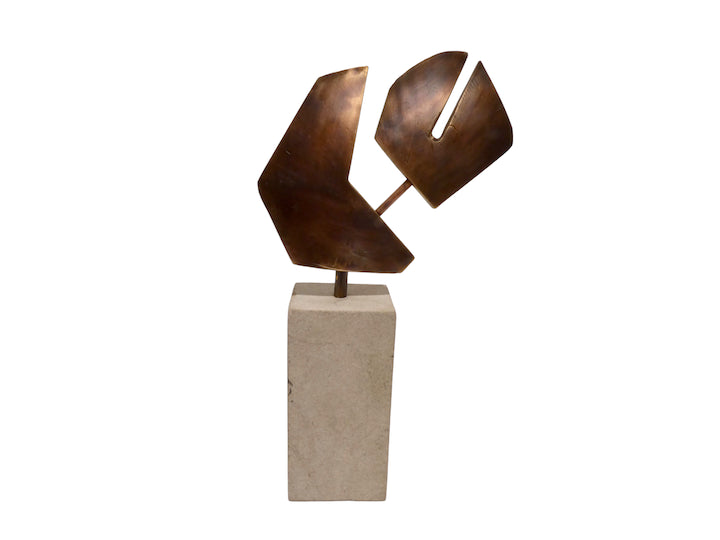 Limited Edition Hammered Bronze and Stone Sculpture