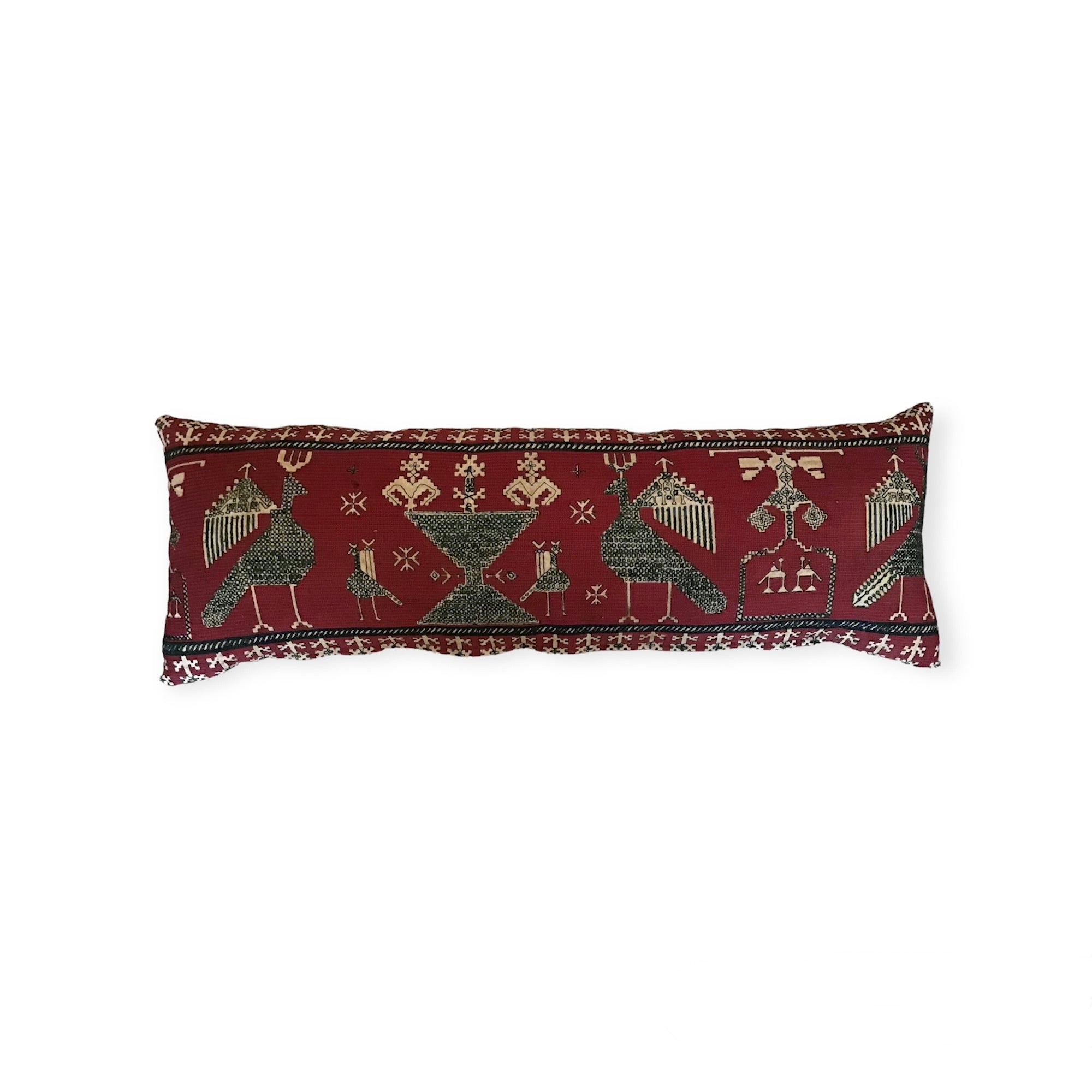 Rare Silk Azemmour (Morocco) Embroidered Textile Pillow