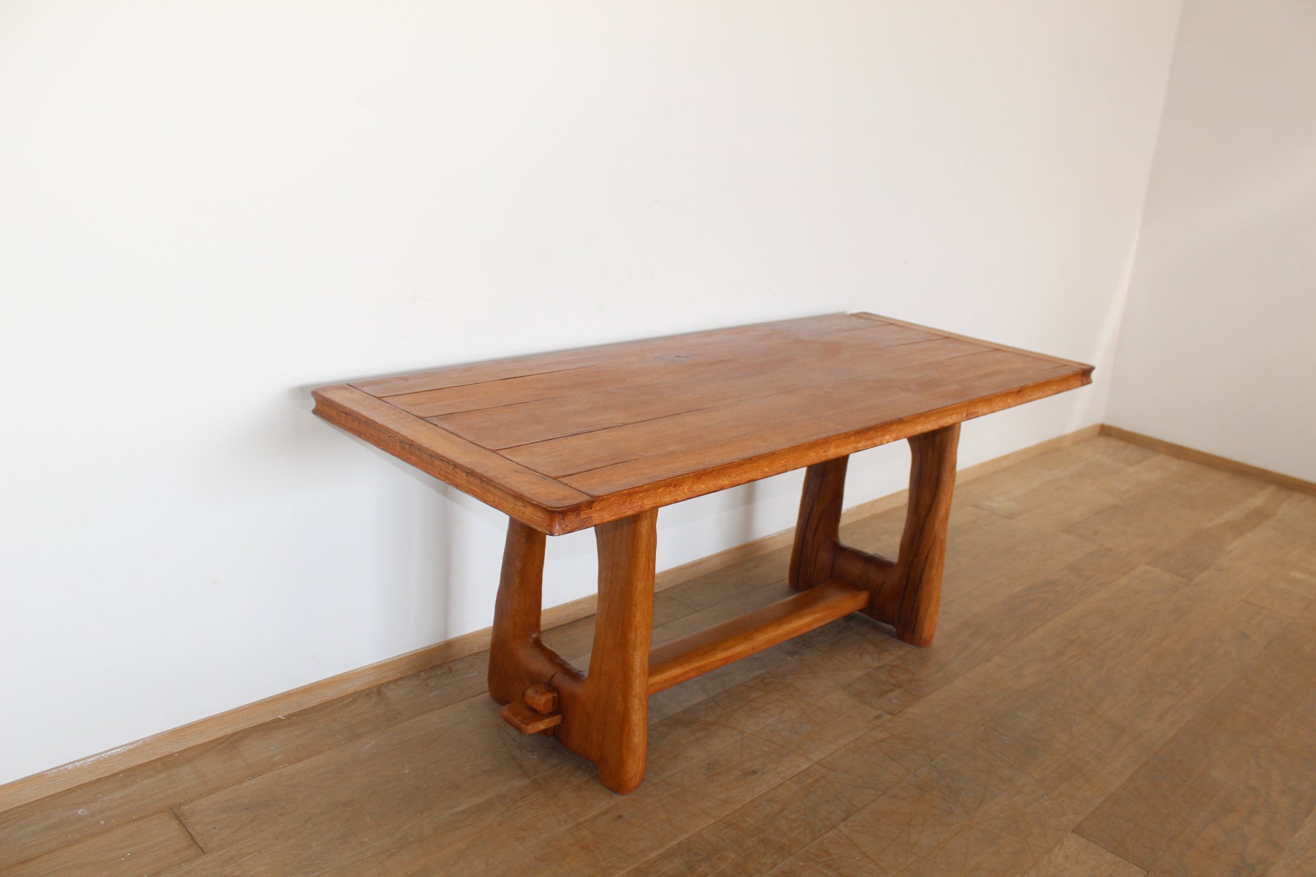 French Brutalist Oak Console