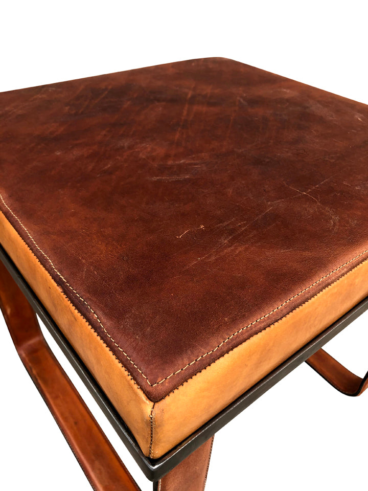 Lucca Studio Vaughn (stool) of saddle leather top and base