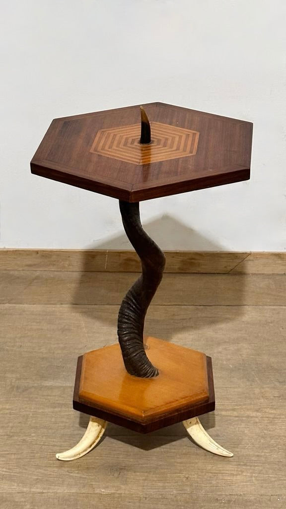 Very Unusual French Side Table with Horn Feet