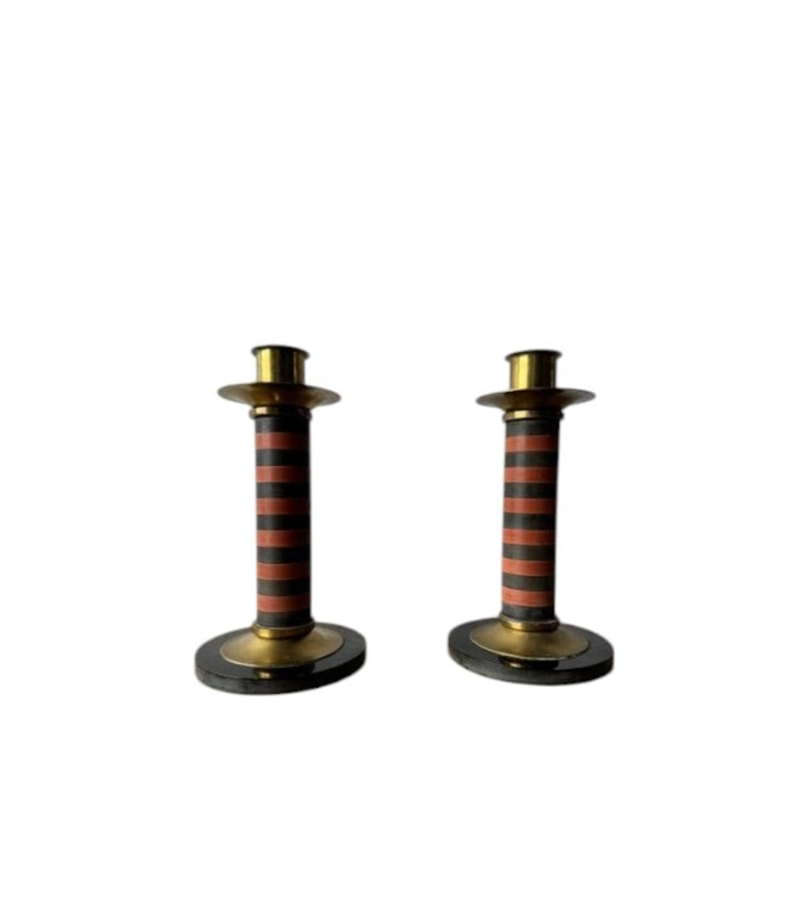 A Pair of 1930's Deco Brass and Bakelite Candlesticks