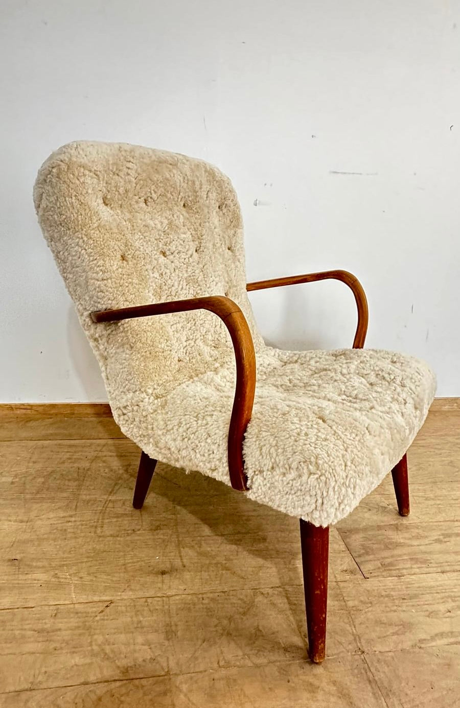 1930's Danish Arm Chair in Shearling