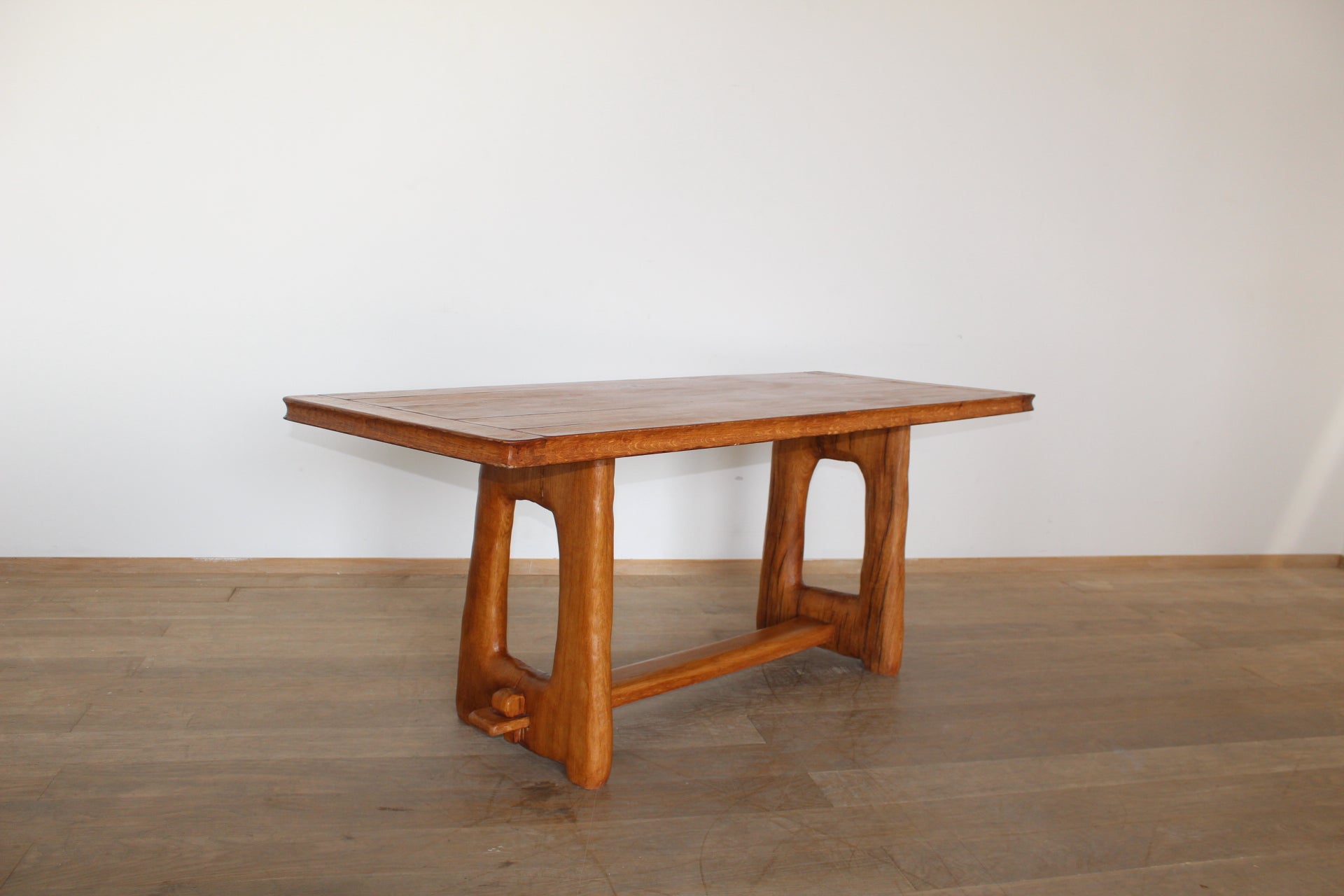 French Brutalist Oak Console