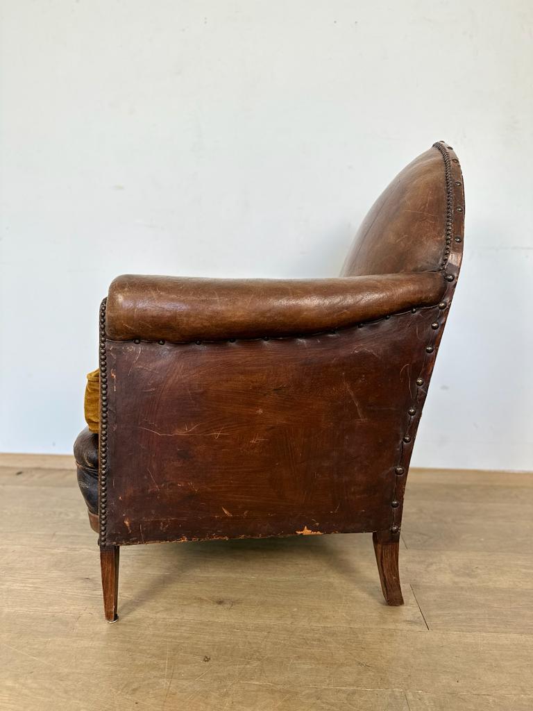 French "Gothic" Leather Club Chairs