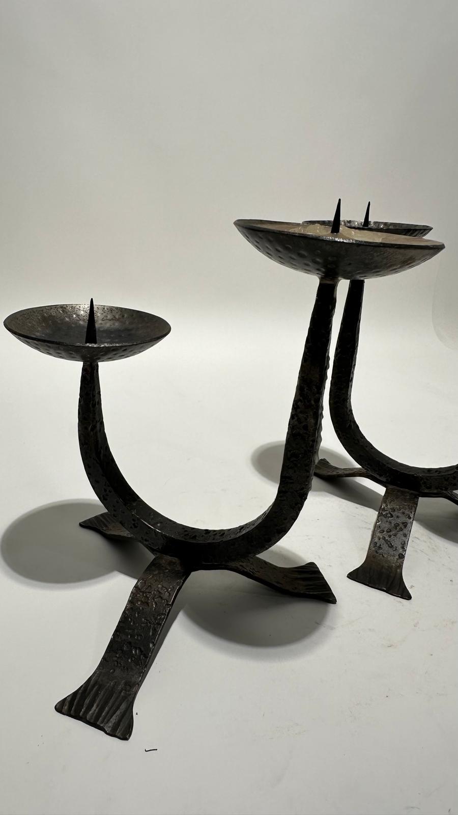 Pair of French Iron Candlesticks