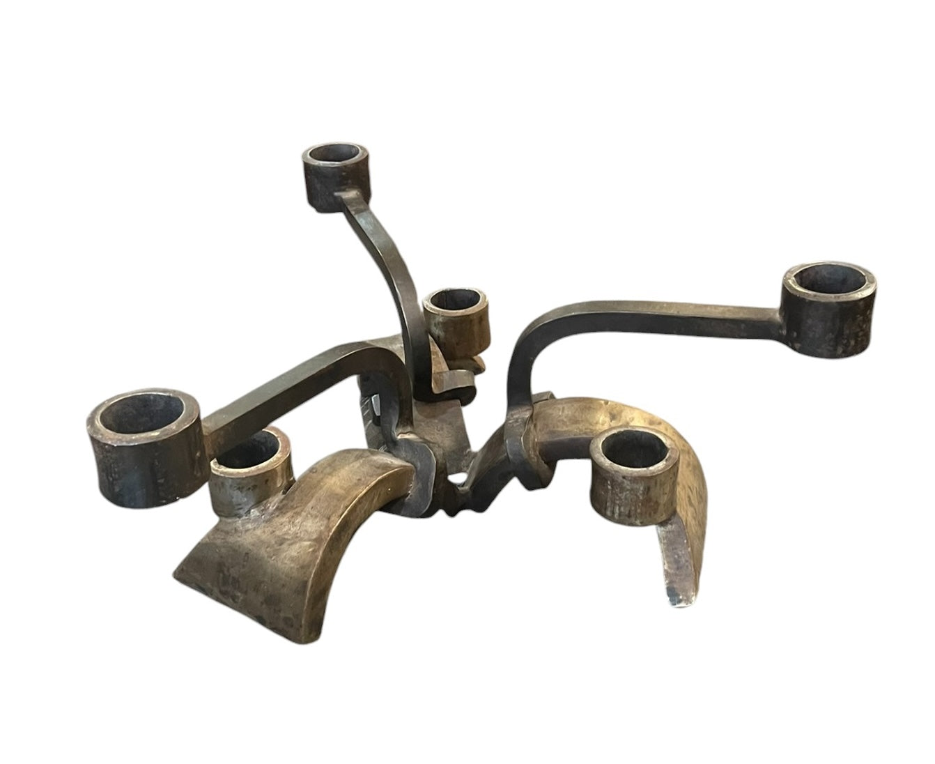 Vintage Danish Modernist Bronze Candelabra