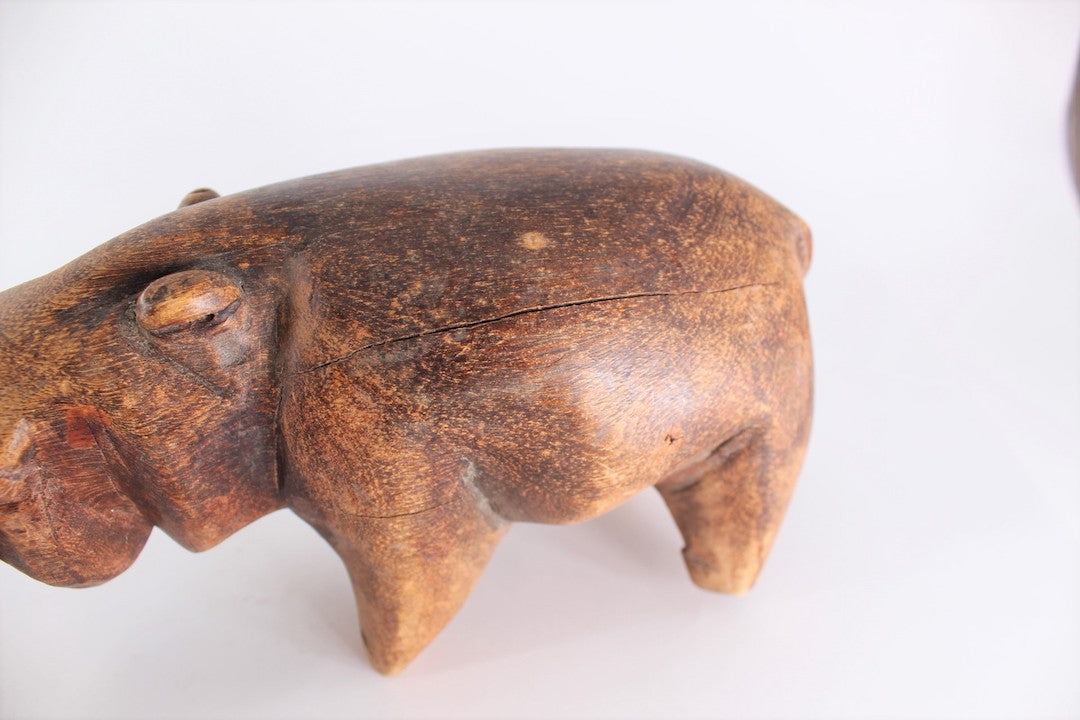 Primitive Carved Wood Rhinoceros Sculpture