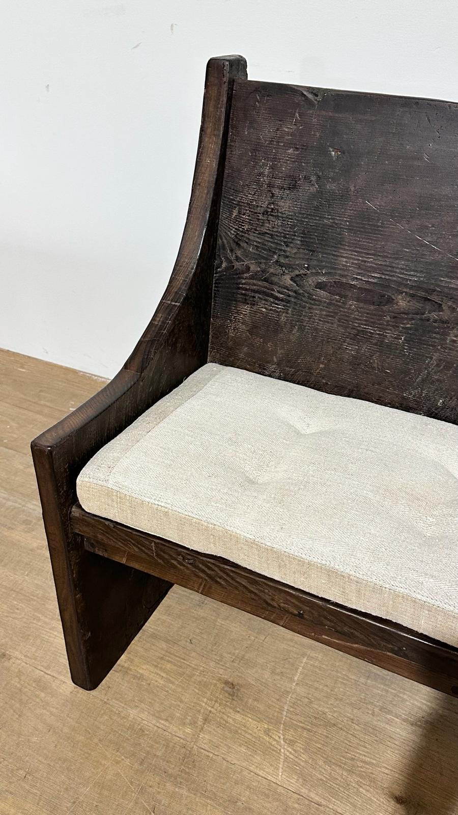 Lucca Studio Caleb Bench with Belgian Linen Seat Cushion