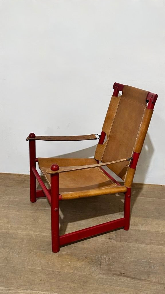 Pair of 1970's Saddle Leather Arm Chairs