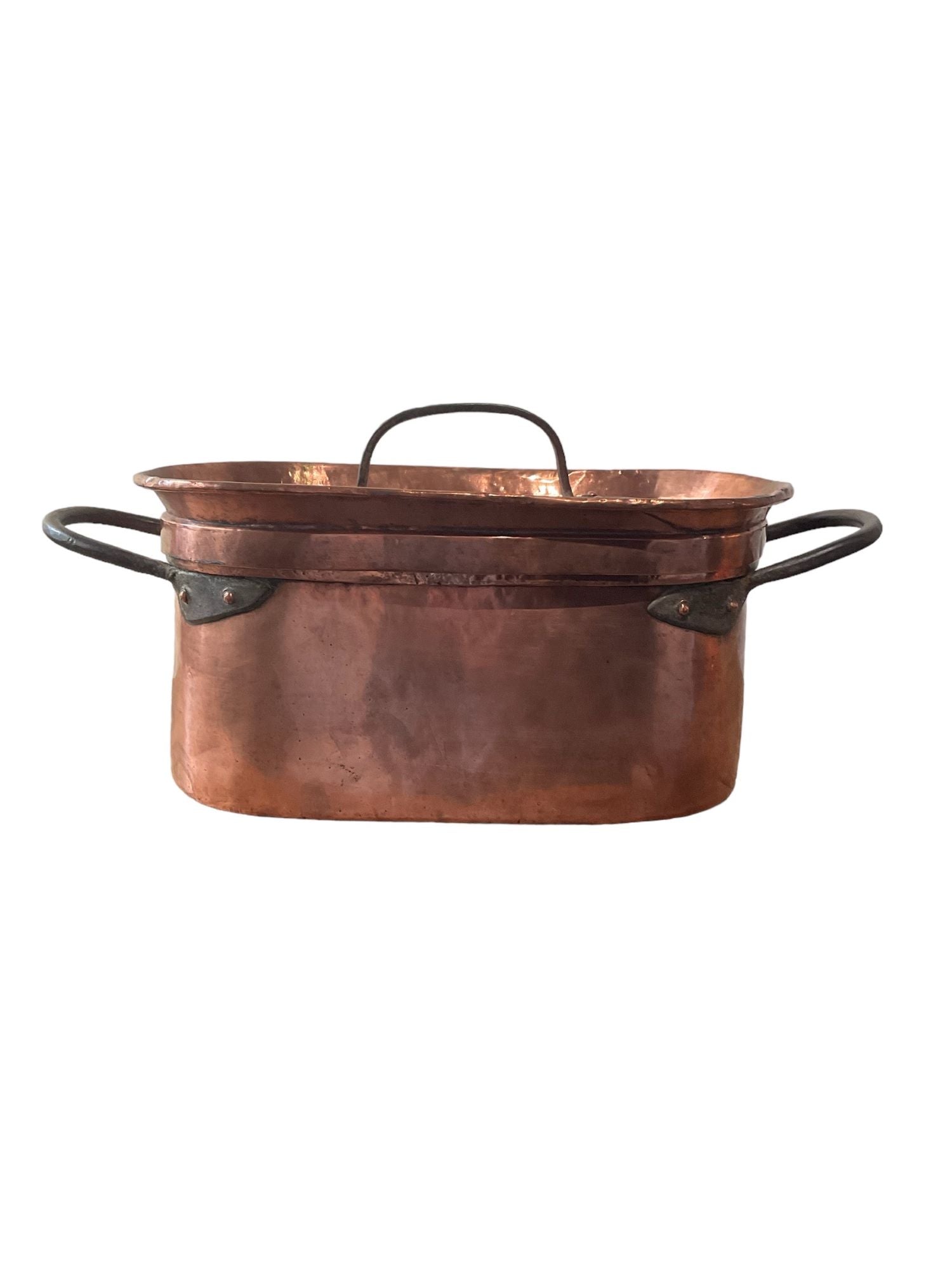 19th Century Large French Copper Stockpot with Top