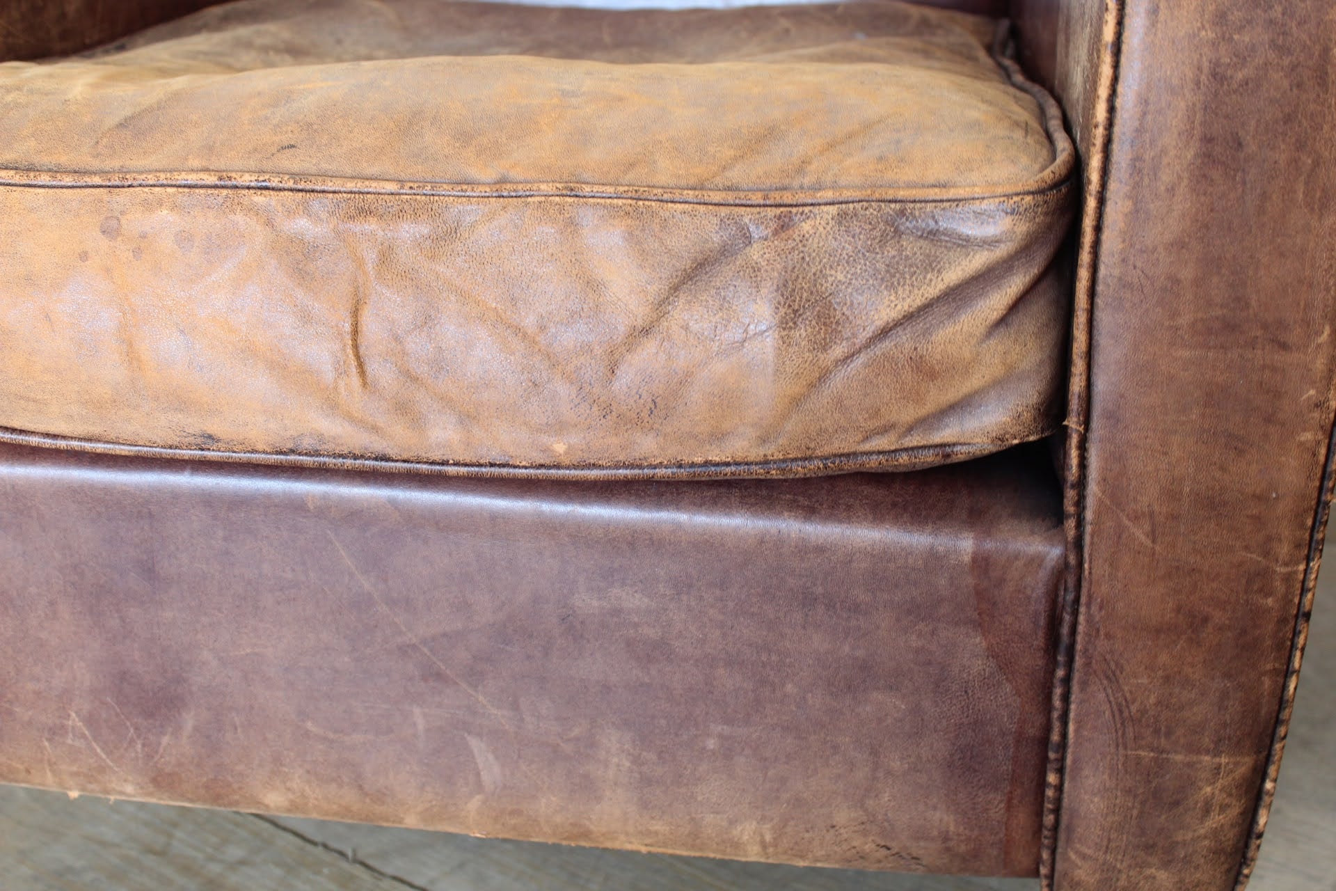 Pair of French 1940's Leather Arm Chairs