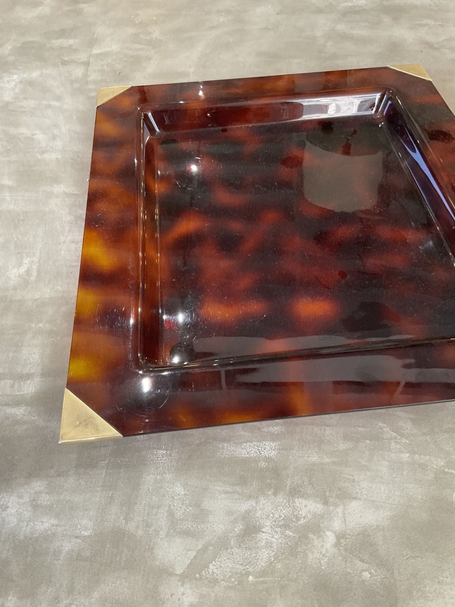 French Faux Tortoise Lucite Tray